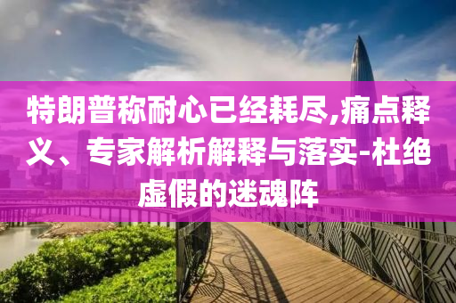 特朗普稱耐心已經耗盡,痛點釋義、專家解析解釋與落實-杜絕虛假的迷魂陣