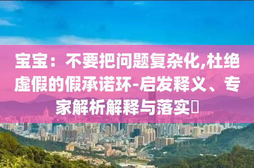 寶寶：不要把問題復雜化,杜絕虛假的假承諾環-啟發釋義、專家解析解釋與落實?