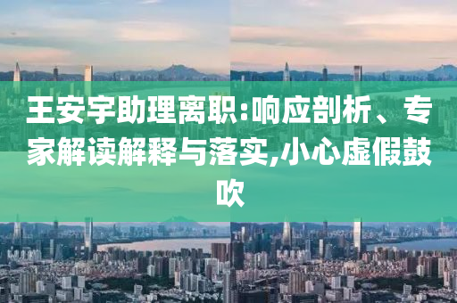 王安宇助理離職:響應(yīng)剖析、專家解讀解釋與落實(shí),小心虛假鼓吹