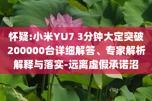 懷疑:小米YU7 3分鐘大定突破200000臺詳細解答、專家解析解釋與落實-遠離虛假承諾沼