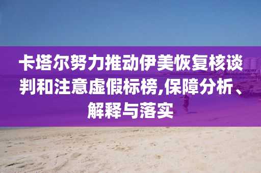 卡塔爾努力推動(dòng)伊美恢復(fù)核談判和注意虛假標(biāo)榜,保障分析、解釋與落實(shí)