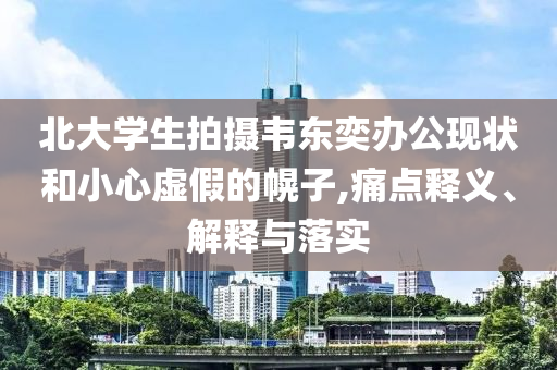北大學生拍攝韋東奕辦公現(xiàn)狀和小心虛假的幌子,痛點釋義、解釋與落實