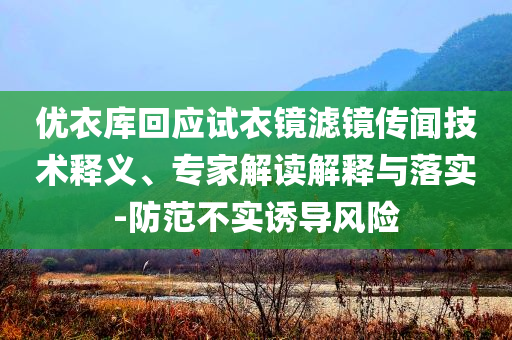 優(yōu)衣庫回應(yīng)試衣鏡濾鏡傳聞技術(shù)釋義、專家解讀解釋與落實-防范不實誘導(dǎo)風(fēng)險