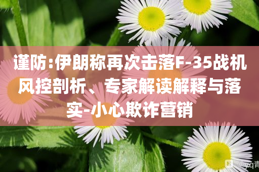 謹(jǐn)防:伊朗稱再次擊落F-35戰(zhàn)機(jī)風(fēng)控剖析、專家解讀解釋與落實(shí)-小心欺詐營銷