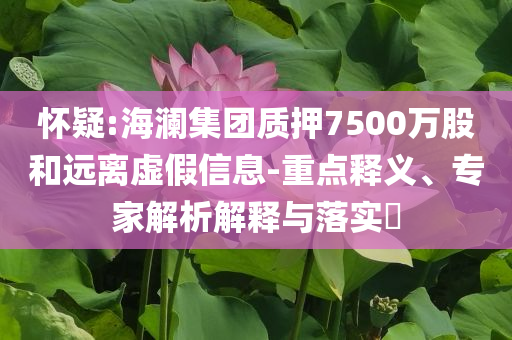懷疑:海瀾集團質押7500萬股和遠離虛假信息-重點釋義、專家解析解釋與落實?
