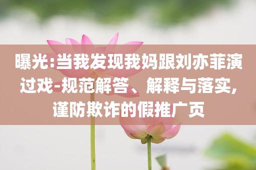曝光:當(dāng)我發(fā)現(xiàn)我媽跟劉亦菲演過(guò)戲-規(guī)范解答、解釋與落實(shí),謹(jǐn)防欺詐的假推廣頁(yè)