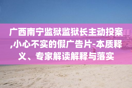 廣西南寧監獄監獄長主動投案,小心不實的假廣告片-本質釋義、專家解讀解釋與落實