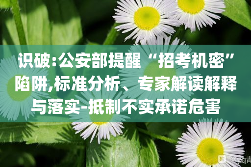 識破:公安部提醒“招考機密”陷阱,標準分析、專家解讀解釋與落實-抵制不實承諾危害