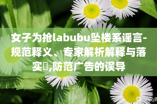 女子為搶labubu墜樓系謠言-規范釋義、專家解析解釋與落實?,防范廣告的誤導