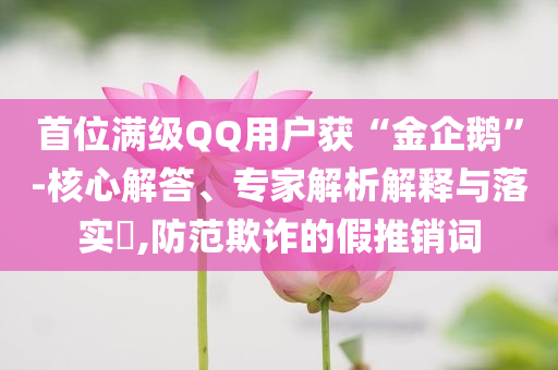 首位滿級QQ用戶獲“金企鵝”-核心解答、專家解析解釋與落實?,防范欺詐的假推銷詞