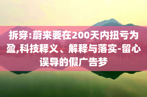 拆穿:蔚來要在200天內扭虧為盈,科技釋義、解釋與落實-留心誤導的假廣告夢