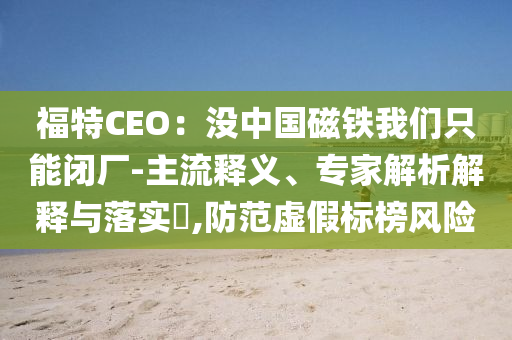 福特CEO：沒(méi)中國(guó)磁鐵我們只能閉廠-主流釋義、專(zhuān)家解析解釋與落實(shí)?,防范虛假標(biāo)榜風(fēng)險(xiǎn)