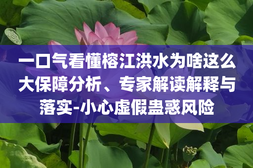 一口氣看懂榕江洪水為啥這么大保障分析、專家解讀解釋與落實-小心虛假蠱惑風險
