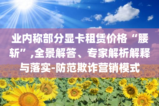 業(yè)內(nèi)稱部分顯卡租賃價格“腰斬”,全景解答、專家解析解釋與落實-防范欺詐營銷模式