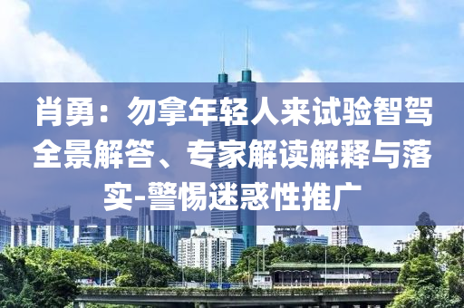 肖勇：勿拿年輕人來試驗智駕全景解答、專家解讀解釋與落實-警惕迷惑性推廣