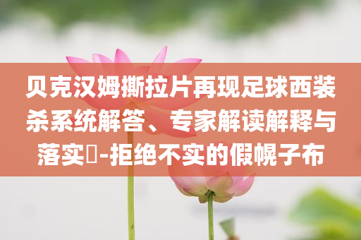 貝克漢姆撕拉片再現足球西裝殺系統解答、專家解讀解釋與落實?-拒絕不實的假幌子布