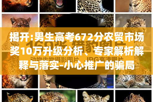 揭開:男生高考672分農貿市場獎10萬升級分析、專家解析解釋與落實-小心推廣的騙局