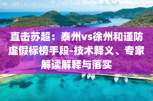 直擊蘇超：泰州vs徐州和謹防虛假標榜手段-技術釋義、專家解讀解釋與落實