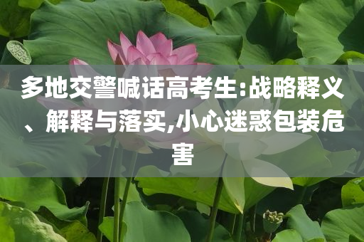 多地交警喊話高考生:戰(zhàn)略釋義、解釋與落實(shí),小心迷惑包裝危害