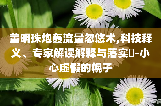 董明珠炮轟流量忽悠術(shù),科技釋義、專家解讀解釋與落實(shí)?-小心虛假的幌子