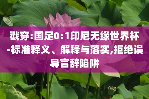 戳穿:國足0:1印尼無緣世界杯-標準釋義、解釋與落實,拒絕誤導言辭陷阱