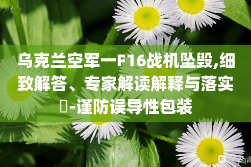 烏克蘭空軍一F16戰機墜毀,細致解答、專家解讀解釋與落實?-謹防誤導性包裝