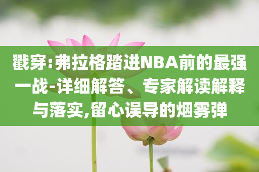 戳穿:弗拉格踏進NBA前的最強一戰-詳細解答、專家解讀解釋與落實,留心誤導的煙霧彈
