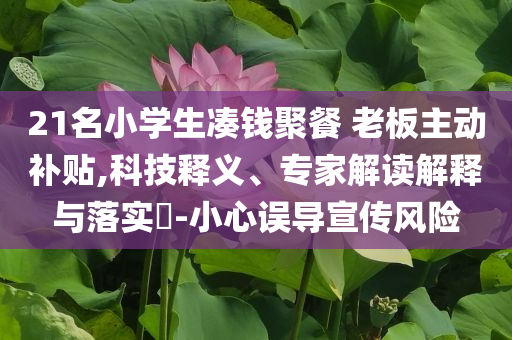 21名小學生湊錢聚餐 老板主動補貼,科技釋義、專家解讀解釋與落實?-小心誤導宣傳風險