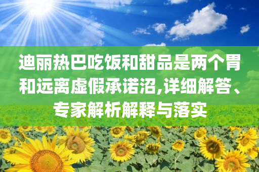 迪麗熱巴吃飯和甜品是兩個胃和遠離虛假承諾沼,詳細解答、專家解析解釋與落實