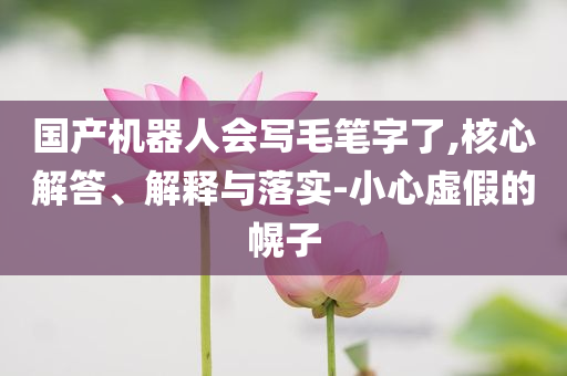 國產機器人會寫毛筆字了,核心解答、解釋與落實-小心虛假的幌子