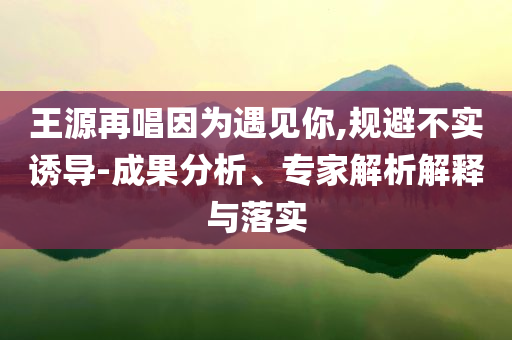 王源再唱因為遇見你,規(guī)避不實誘導-成果分析、專家解析解釋與落實
