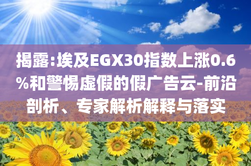 揭露:埃及EGX30指數上漲0.6%和警惕虛假的假廣告云-前沿剖析、專家解析解釋與落實