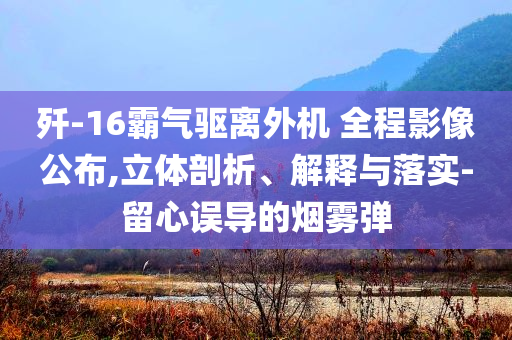 殲-16霸氣驅離外機 全程影像公布,立體剖析、解釋與落實-留心誤導的煙霧彈