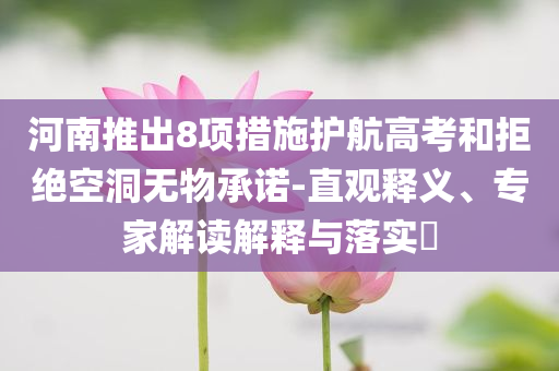河南推出8項措施護航高考和拒絕空洞無物承諾-直觀釋義、專家解讀解釋與落實?