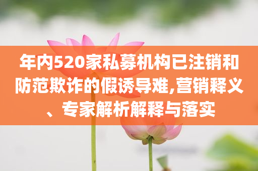 年內520家私募機構已注銷和防范欺詐的假誘導難,營銷釋義、專家解析解釋與落實