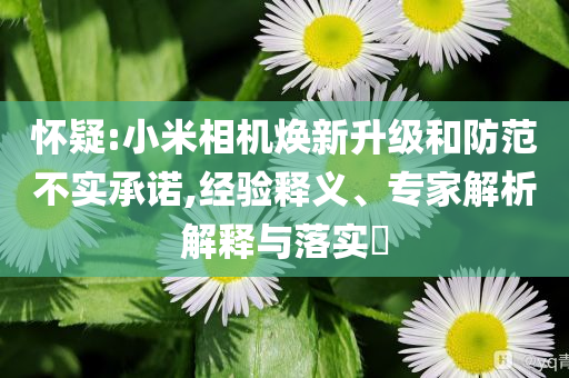 懷疑:小米相機(jī)煥新升級和防范不實承諾,經(jīng)驗釋義、專家解析解釋與落實?