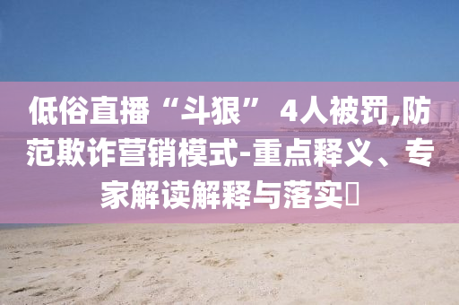 低俗直播“斗狠” 4人被罰,防范欺詐營銷模式-重點釋義、專家解讀解釋與落實?