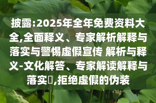 披露:2025年全年免費資料大全,全面釋義、專家解析解釋與落實與警惕虛假宣傳 解析與釋義-文化解答、專家解讀解釋與落實?,拒絕虛假的偽裝