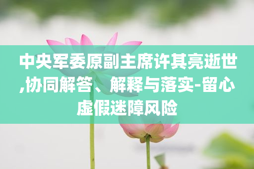 中央軍委原副主席許其亮逝世,協同解答、解釋與落實-留心虛假迷障風險