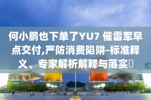 何小鵬也下單了YU7 催雷軍早點交付,嚴防消費陷阱-標準釋義、專家解析解釋與落實?