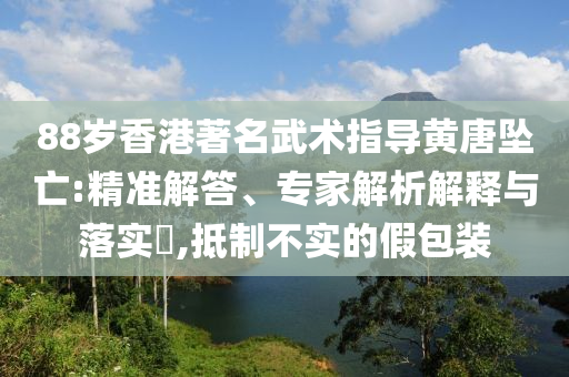 88歲香港著名武術(shù)指導(dǎo)黃唐墜亡:精準(zhǔn)解答、專家解析解釋與落實(shí)?,抵制不實(shí)的假包裝