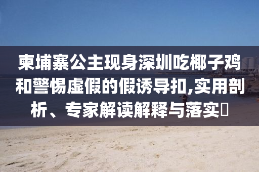 柬埔寨公主現身深圳吃椰子雞和警惕虛假的假誘導扣,實用剖析、專家解讀解釋與落實?