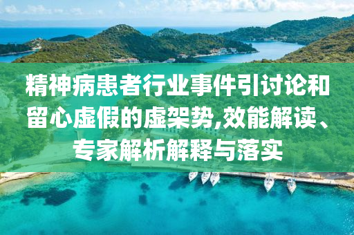 精神病患者行業事件引討論和留心虛假的虛架勢,效能解讀、專家解析解釋與落實