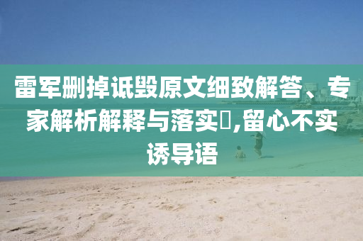 雷軍刪掉詆毀原文細(xì)致解答、專家解析解釋與落實(shí)?,留心不實(shí)誘導(dǎo)語(yǔ)