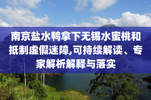 南京鹽水鴨拿下無錫水蜜桃和抵制虛假迷障,可持續解讀、專家解析解釋與落實