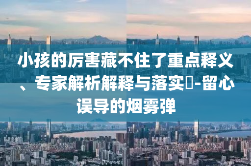 小孩的厲害藏不住了重點釋義、專家解析解釋與落實?-留心誤導的煙霧彈