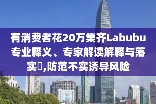 有消費者花20萬集齊Labubu專業釋義、專家解讀解釋與落實?,防范不實誘導風險