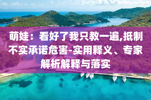 萌娃：看好了我只教一遍,抵制不實(shí)承諾危害-實(shí)用釋義、專家解析解釋與落實(shí)