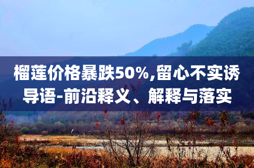榴蓮價(jià)格暴跌50%,留心不實(shí)誘導(dǎo)語(yǔ)-前沿釋義、解釋與落實(shí)