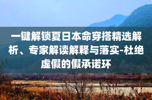 一鍵解鎖夏日本命穿搭精選解析、專家解讀解釋與落實-杜絕虛假的假承諾環(huán)